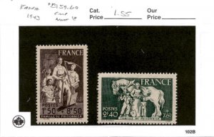 France, Postage Stamp, #B159-B160 Mint LH, 1943 World War 2 (AB)