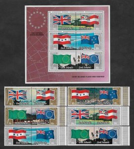 SMI) 1983 COOK ISLANDS, FLAG AND BADGES, HISTORY, SOUVENIR SHEET, STAMPS AT MINT