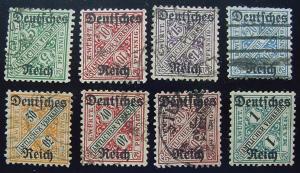 Germany, Wurttemberg, Scott O176-O183 set, used except the O183.