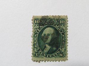 US, Scott # 68, Used Stamp, w/Certificate and Cork Cancel,