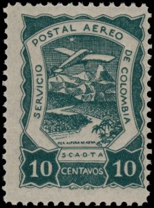 ✔️ COLOMBIA SCADTA 1921 - AIRPLANE OVER RIVER - SC. C26 ** MNH [SC11]