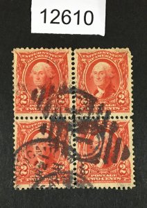 MOMEN: US STAMPS # 301 USED BLOCK LOT #12610