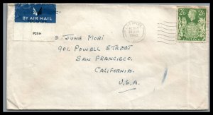 Great Britain 1943 on ACTIVE Service Air Mail to San Francisco