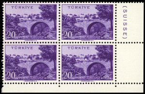 TURKEY Sc 1325 VF/MNH BLOCK- 1958 - 20k- View of Bitlis