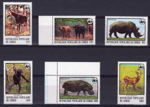 Congo 1978 Sc#453/458 WWF Endangered Animals Set (6) Perforated MNH