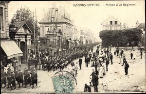 France Postcard Maisons Laffitte Yvelines, Arrival of a Regiment, Postally Used