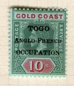 TOGO; 1916 early GV Optd. issue fine Mint hinged 10s. value, Shade