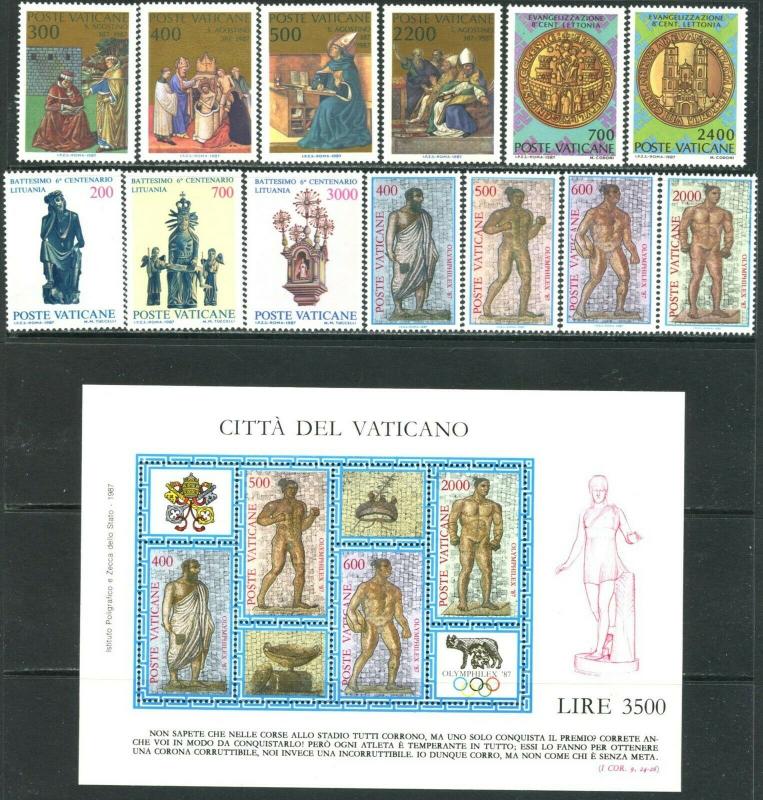 VATICAN Sc#779-805 Seven Sets & 1 S/s 1987 Year Complete Mint OG NH