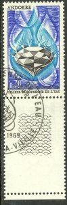 ANDORRA FRENCH ADMIN 1969 EUROPEAN WATER CHARTER Issue Sc 191 CTO Used