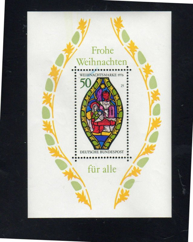 GERMANY #B537  1976   CHRISTMAS   MINT  VF NH  O.G  S/S  a