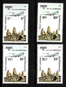 D4-Cambodia-Sc#C59-62-unused NH set-Airmail-Planes-1986-