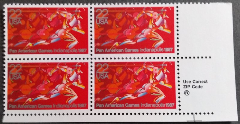 U.S.#2247 Pan American Games 22c Zip Block, MNH.