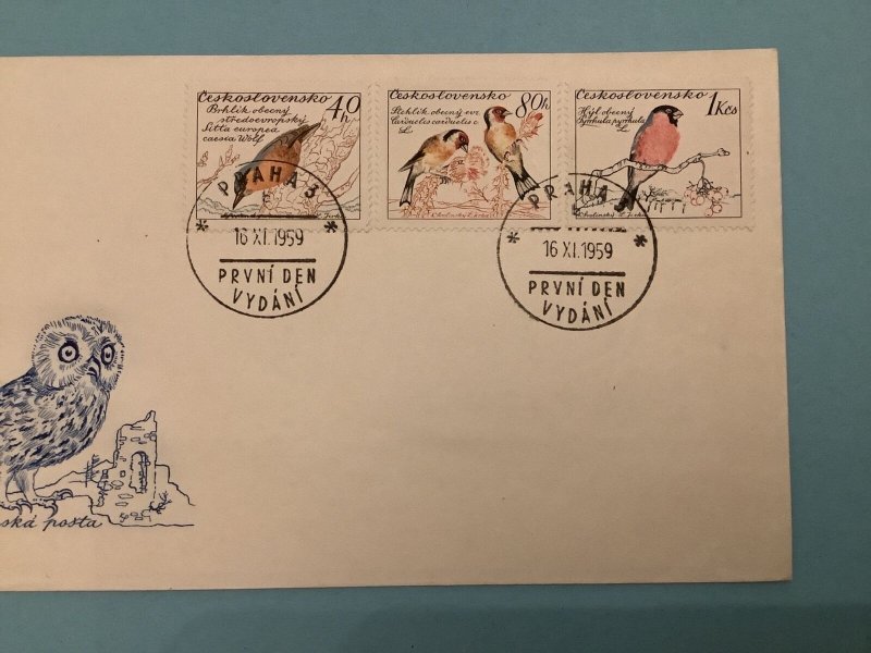 Czechoslovakia 1959 Birds Owl Stamps Cover R41595