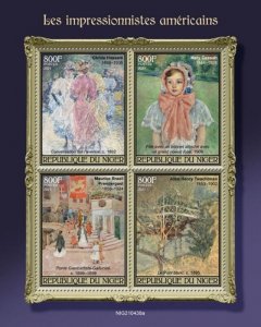 Niger - 2021 American Impressionists - 4 Stamp Sheet - NIG210438a