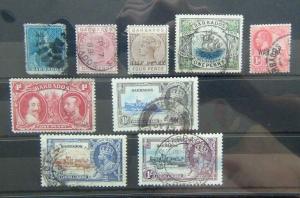 Barbados QV - KGV Range 1860 1d Blue 1892 1/2d on 4d 1935 1s Silver Jubilee 