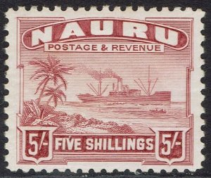 NAURU 1924 - 48 SHIP 5/- ON SMOOTH PAPER