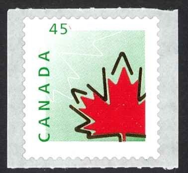 Canada Sc# 1697ii MNH (backing paper rouletted horiz) 1998 45c Maple Leaf