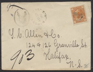 1898 Registered Cover #72 8c Leaf, Barrs' Corners NS to Halifax, Chesley's Cornr