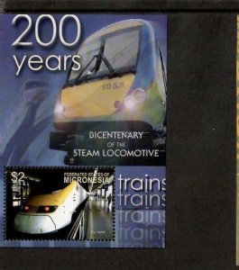 Micronesia 2004 - Trains Railroad - Souvenir Stamp Sheet - Scott #597 - MNH