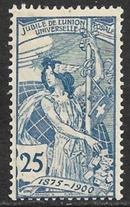 SWITZERLAND 1900 25c Blue UPU Anniversary Issue Sc 100 MH