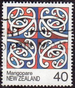 New Zealand 894 - Used - 40c Maori Rafter Painting (1988) (cv $0.65)