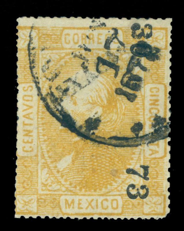 MEXICO 1872  Hidalgo  50c yellow  - OAXACA - 46  73 consg. Sc# 102 used