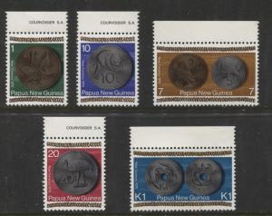 Papua New Guinea - Scott 410-14 - New Coins -1975 - MNH - Set of 5 Stamp