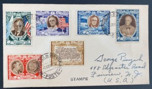 1950 San Marino Cover To Fairview NJ Usa Roosevelt Stamp Set