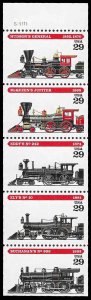 PCBstamps  US #2843/2847a Bk Pane $1.60(5x32c)Locomotive, unfolded, MNH, (11)