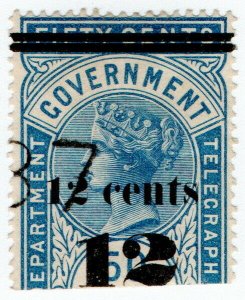 (I.B) Ceylon Telegraphs : Provisional 12c on 50c OP