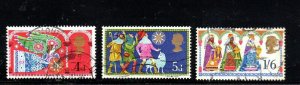 GREAT BRITAIN #605-607 1969 CHRISTMAS F-VF USED d
