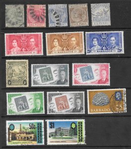 Barbados Mint & Used Lot of 16 Different stamps 2017 CV $17.35