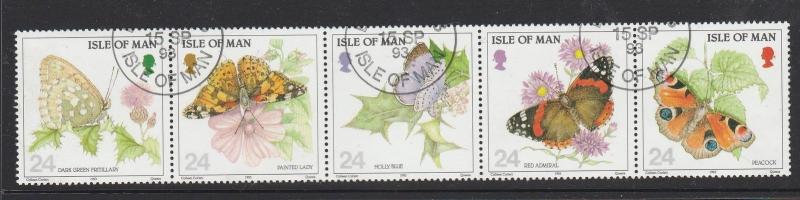 Isle of man 1993 Butterflies strip VFU/CTO SG 573/7