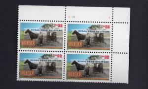 Scott # 3090 unused NH Plate Block of 4  Rural Free Delivery