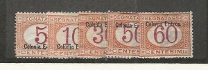 Eritrea - Italy, Postage Stamp, #J4, J6-J7, J1a-J2a Mint Hinged, 1903-22, JFZ