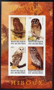 BURUNDI SHEET IMPERF BIRDS OF PREY OWLS