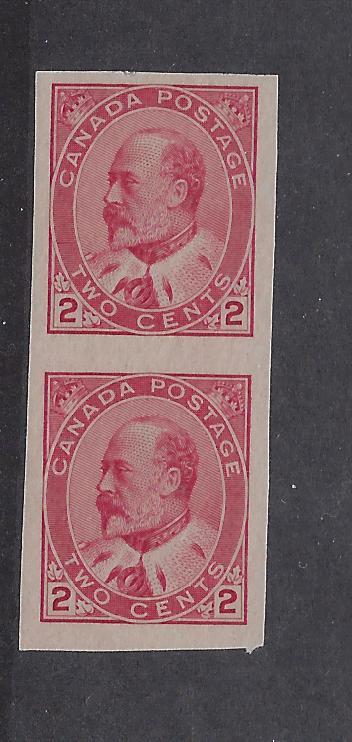 Canada, 90a, King Edward VII Imperf Pair,**Hinged**