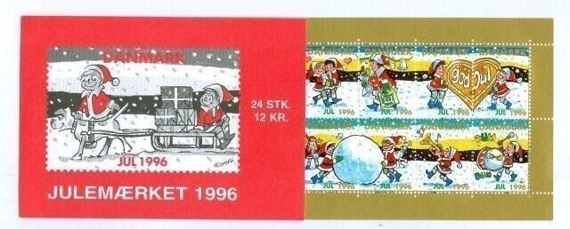 Denmark.  1996 Booklet.   Christmas Seals  Mnh.  Santa's In The Snow. Music.