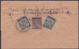 BURMA 1938 GV opts on cover ex OKKAN - PASSED BY CENSOR.....................y198