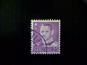 Denmark (Danmark), Scott #354, used (o), 1955, King Fredrick IX, 25ö, lilac