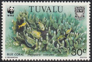 Tuvalu 1992 MNH Sc #619 30c Blue coral - Heliopora coerulea - WWF