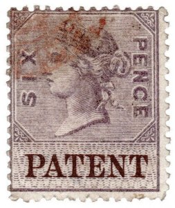 (I.B) QV Revenue : Patent Office 6d (1872) inverted watermark