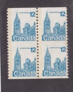 CANADA # 729 VF-MNH BLOCK OF 4 SCORELINES CAT VALUE $20 FROM KIMSS30 STAMPS