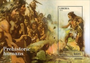 Liberia - 2022 Prehistoric Humans - Stamp Souvenir Sheet - LIB220312b2