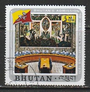 1971 Bhutan - Sc C22 - used VF - 1 singles - Bhutan flag & Security Council Rm