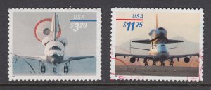 US Sc 3261-3262 used. 1998 $3.20 Priority, $11.75 Express Mail Space Shuttle, VF