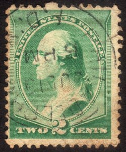 1887, US 2c, Washington, Used, Sc 213