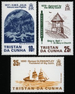 TRISTAN DA CUNHA Sc 368-70 VF/MNH - 1985 Shipwrecks - Ships - COMPLETE SET