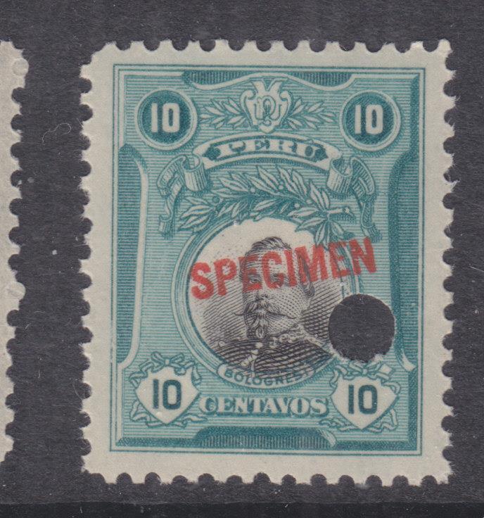 PERU, 1918 Bolognesi, 10c., ABN Punched Proof, SPECIMEN in Black, mnh.