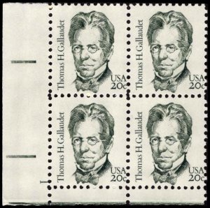 US #1861 GALLAUDET MNH LL PLATE BLOCK #1